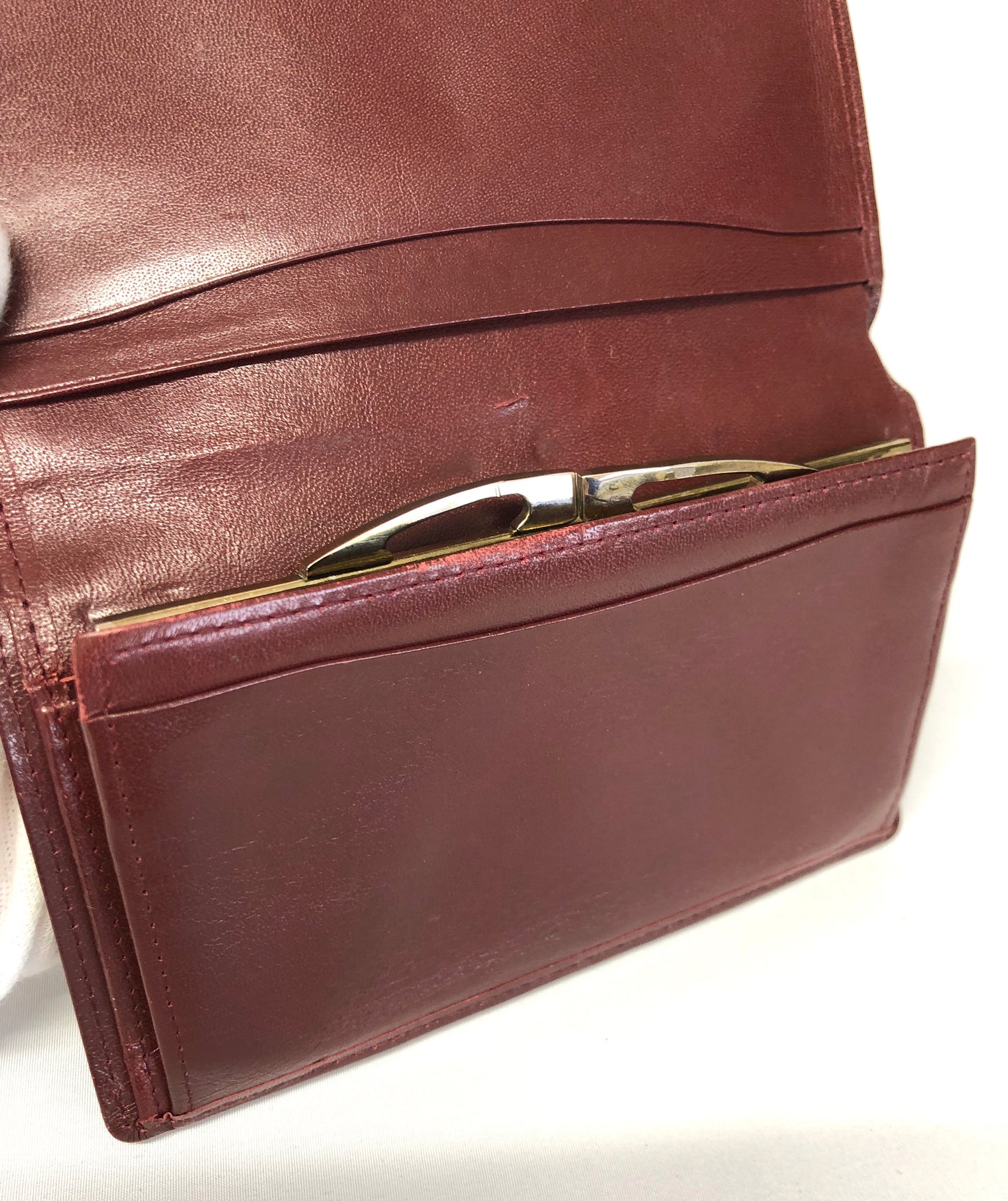 Cartier  Folding wallet Leather Bordeaux Authentic AA498