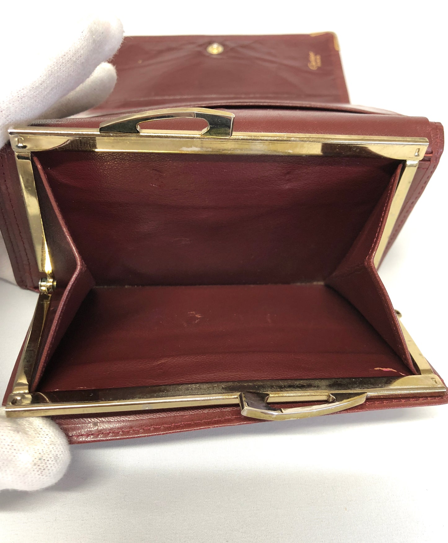 Cartier  Folding wallet Leather Bordeaux Authentic AA498