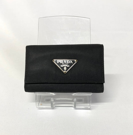 PRADA Key Case Black 5Rings Authentic AA506