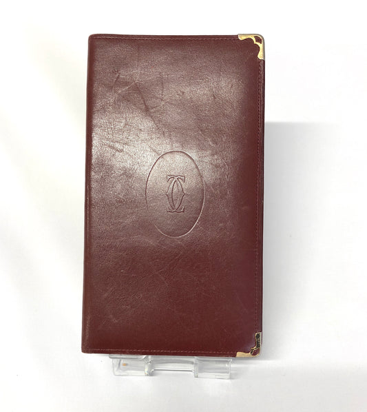 Cartier  Leather Bi-fold Wallet Mastline Bordeaux Authentic AA491