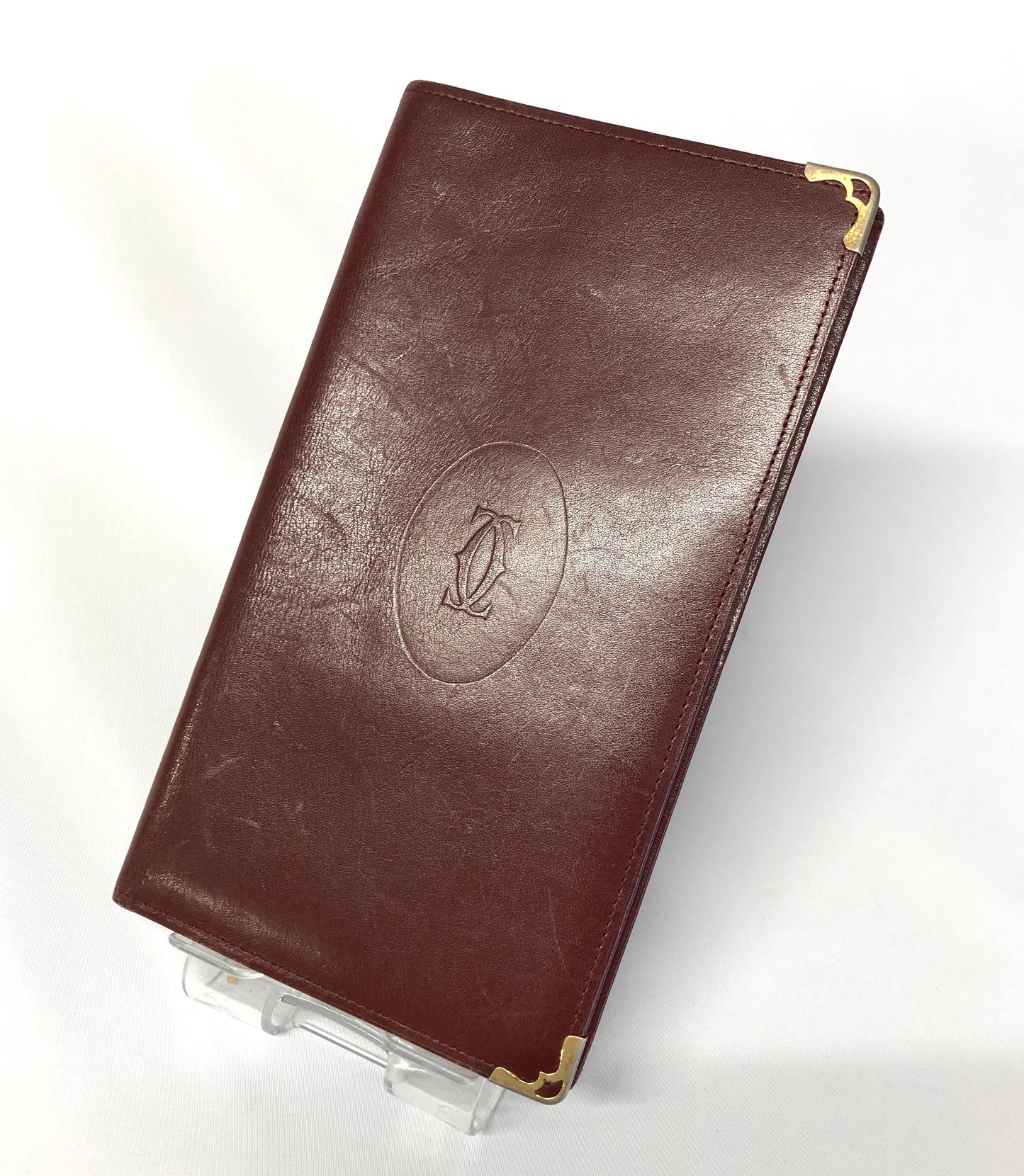 Cartier  Leather Bi-fold Wallet Mastline Bordeaux Authentic AA491