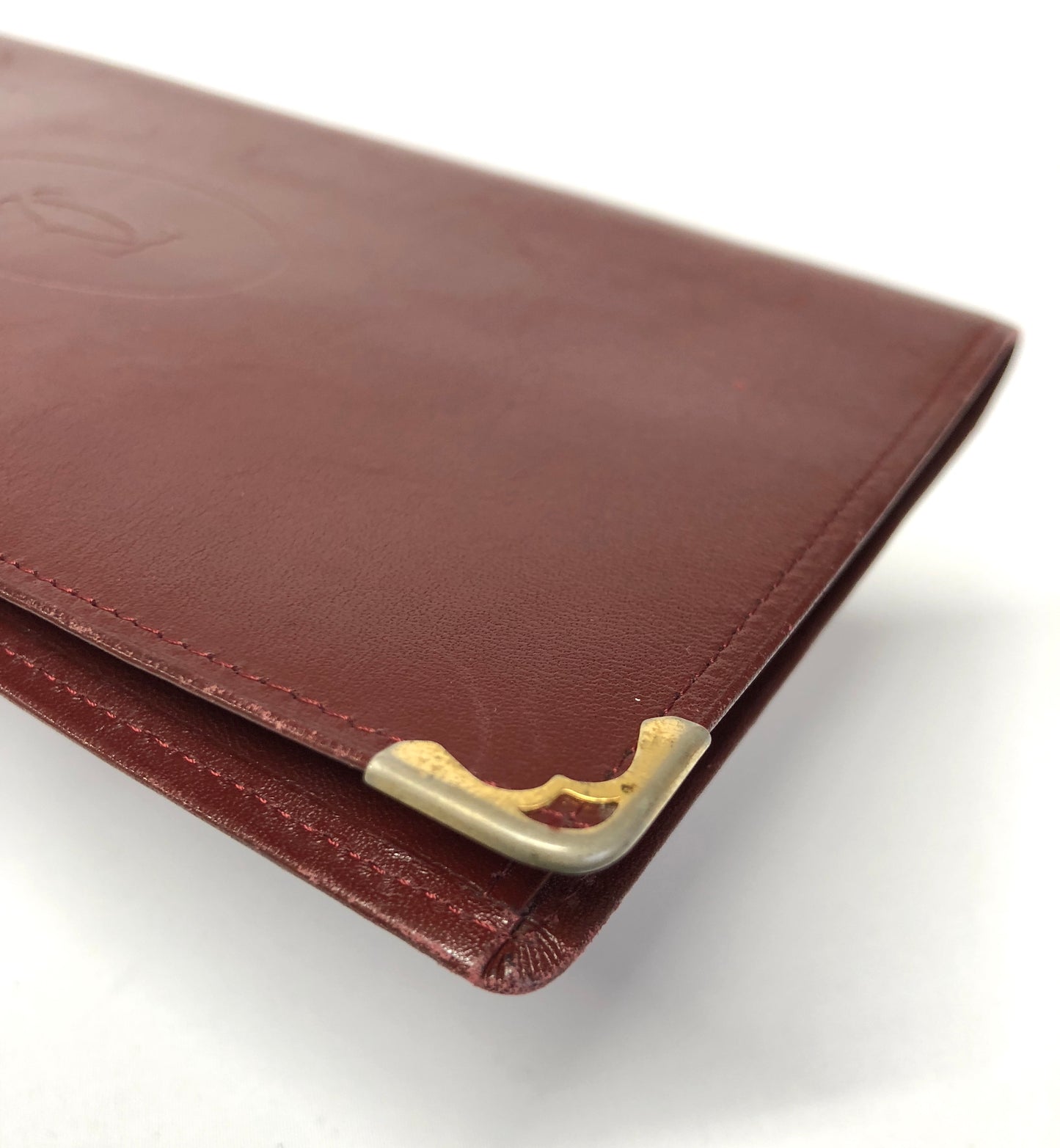 Cartier  Leather Bi-fold Wallet Mastline Bordeaux Authentic AA491