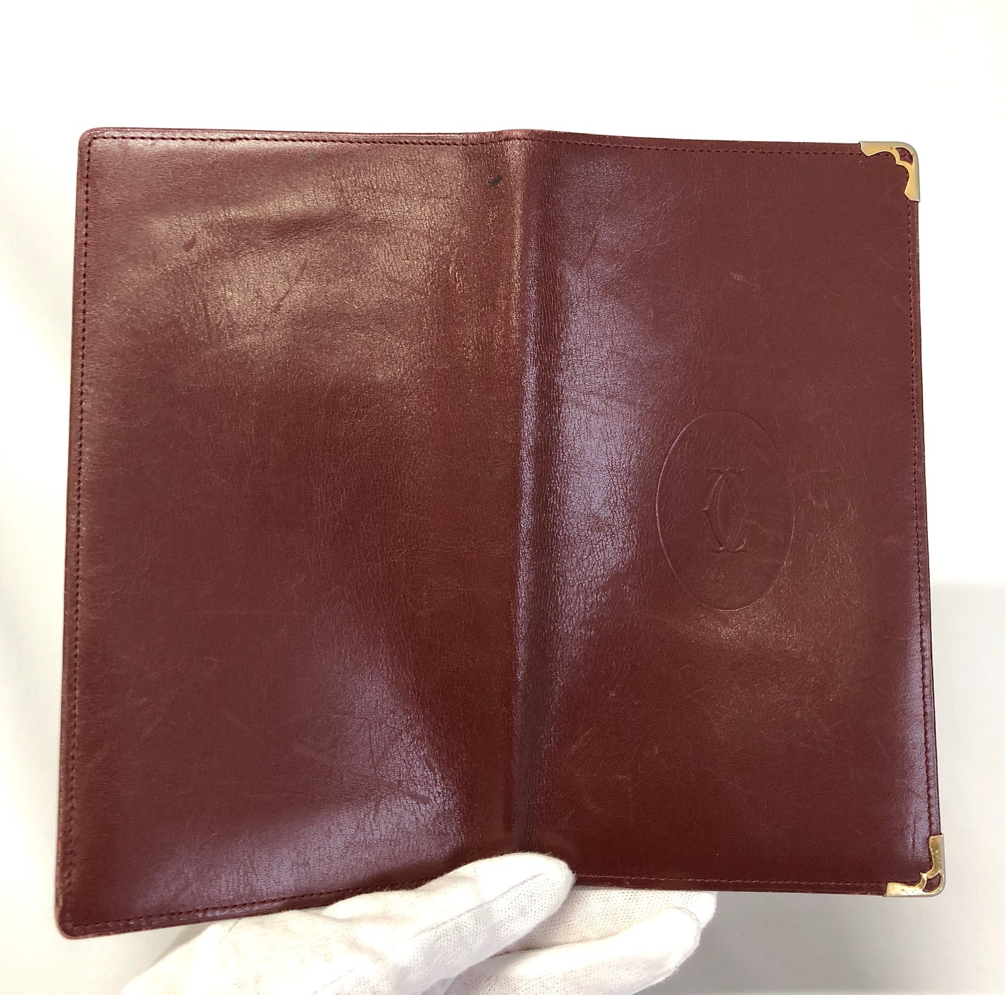 Cartier  Leather Bi-fold Wallet Mastline Bordeaux Authentic AA491