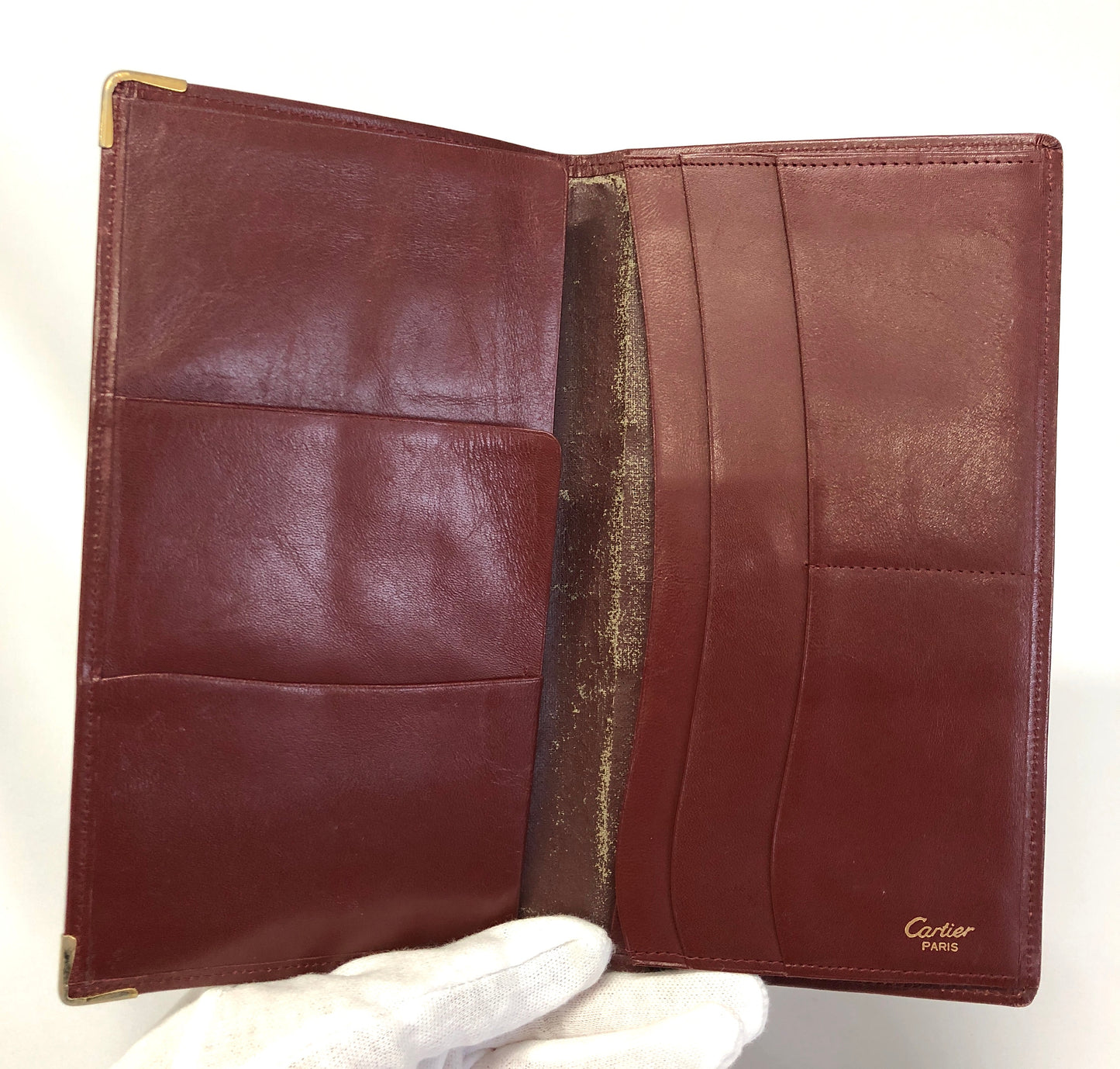 Cartier  Leather Bi-fold Wallet Mastline Bordeaux Authentic AA491