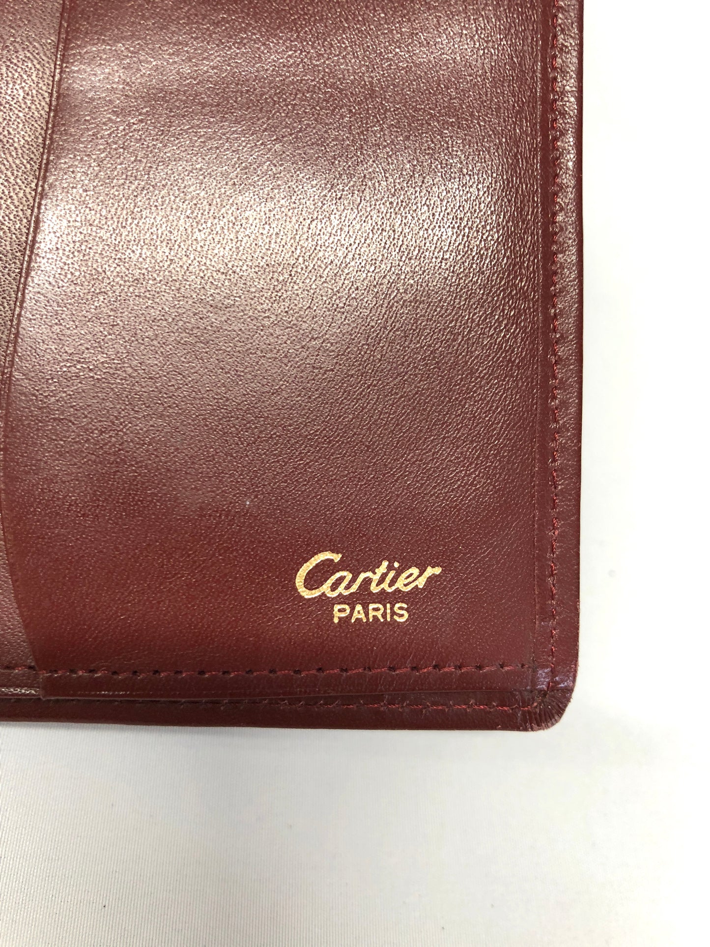 Cartier  Leather Bi-fold Wallet Mastline Bordeaux Authentic AA491