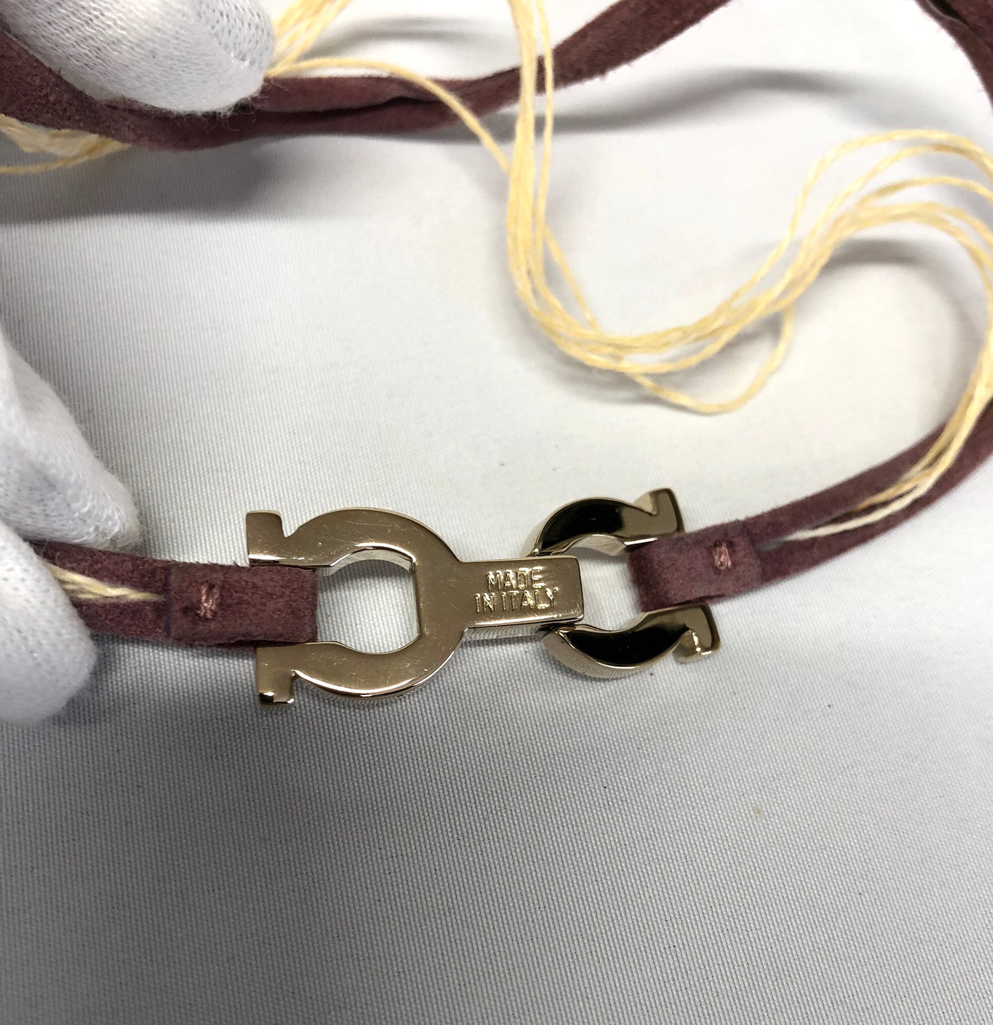 Ferragamo Suede Bracelet Gancini PLxGD Authentic AA493