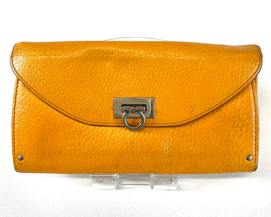 Ferragamo Wallet Orange Authentic AA392