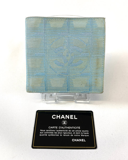 CHANEL Folding Wallet Light Blue Authentic AA398