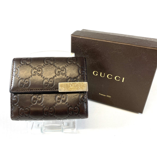 GUCCI Folding Wallet Leather Authentic AA384
