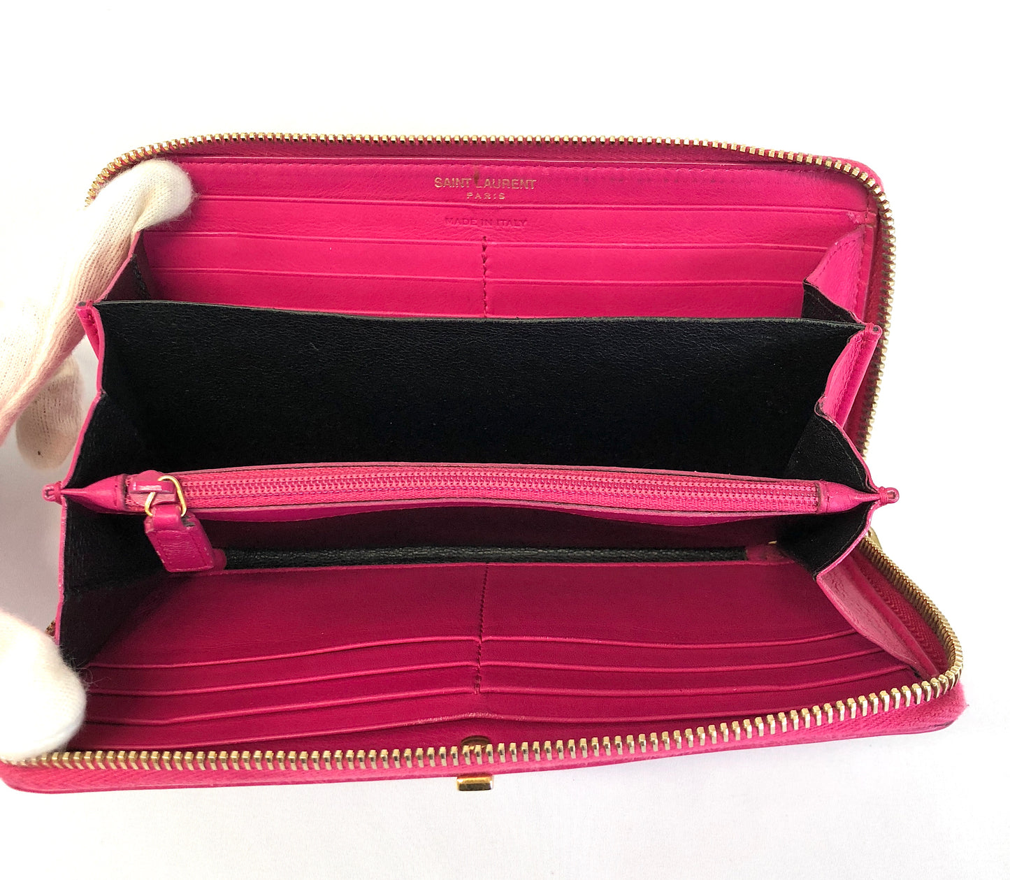 Yves Saint Laurent Long Wallet Pink Authentic AA123