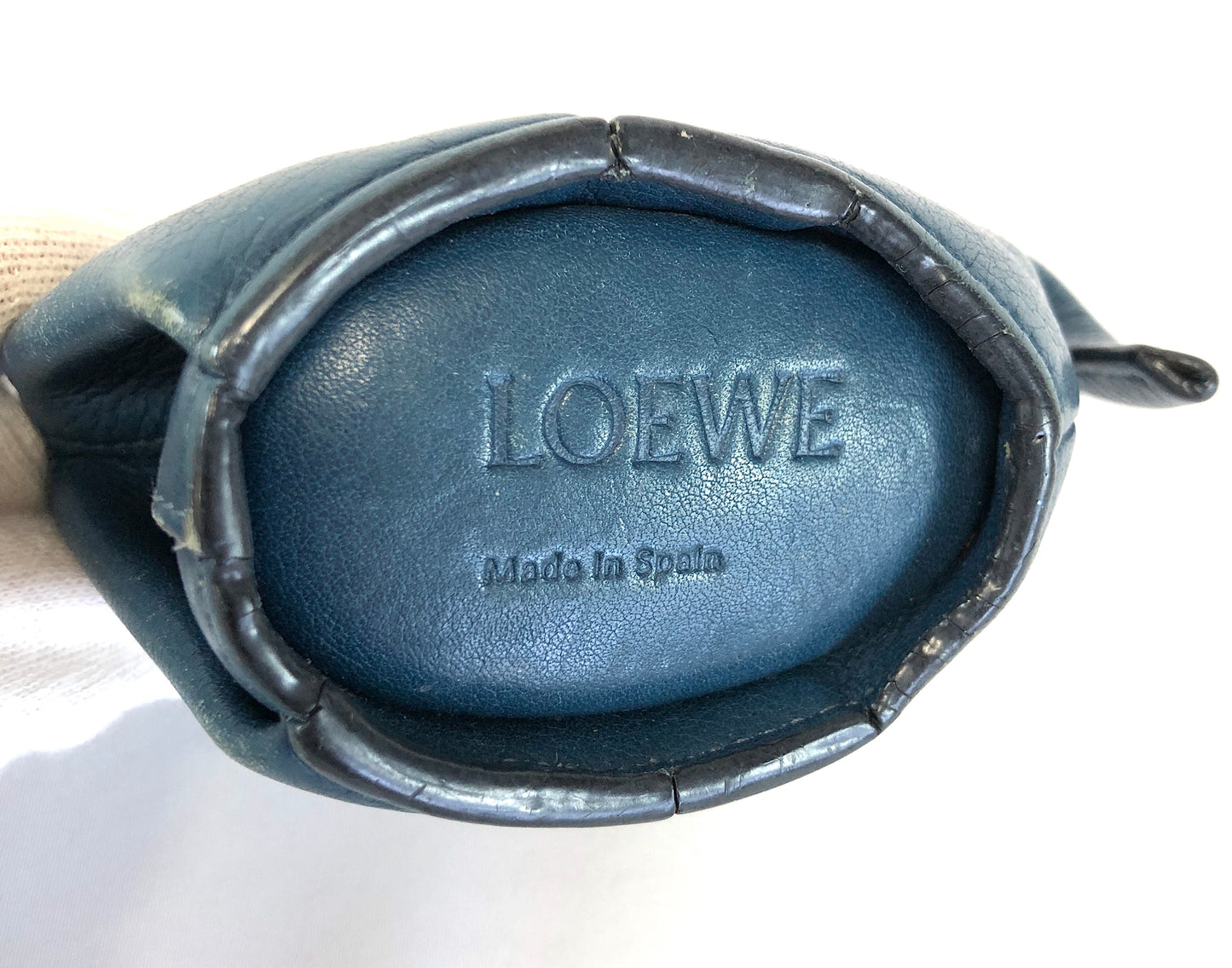 LOEWE Calfskin Coin Case Elephant Navy Authentic AA105