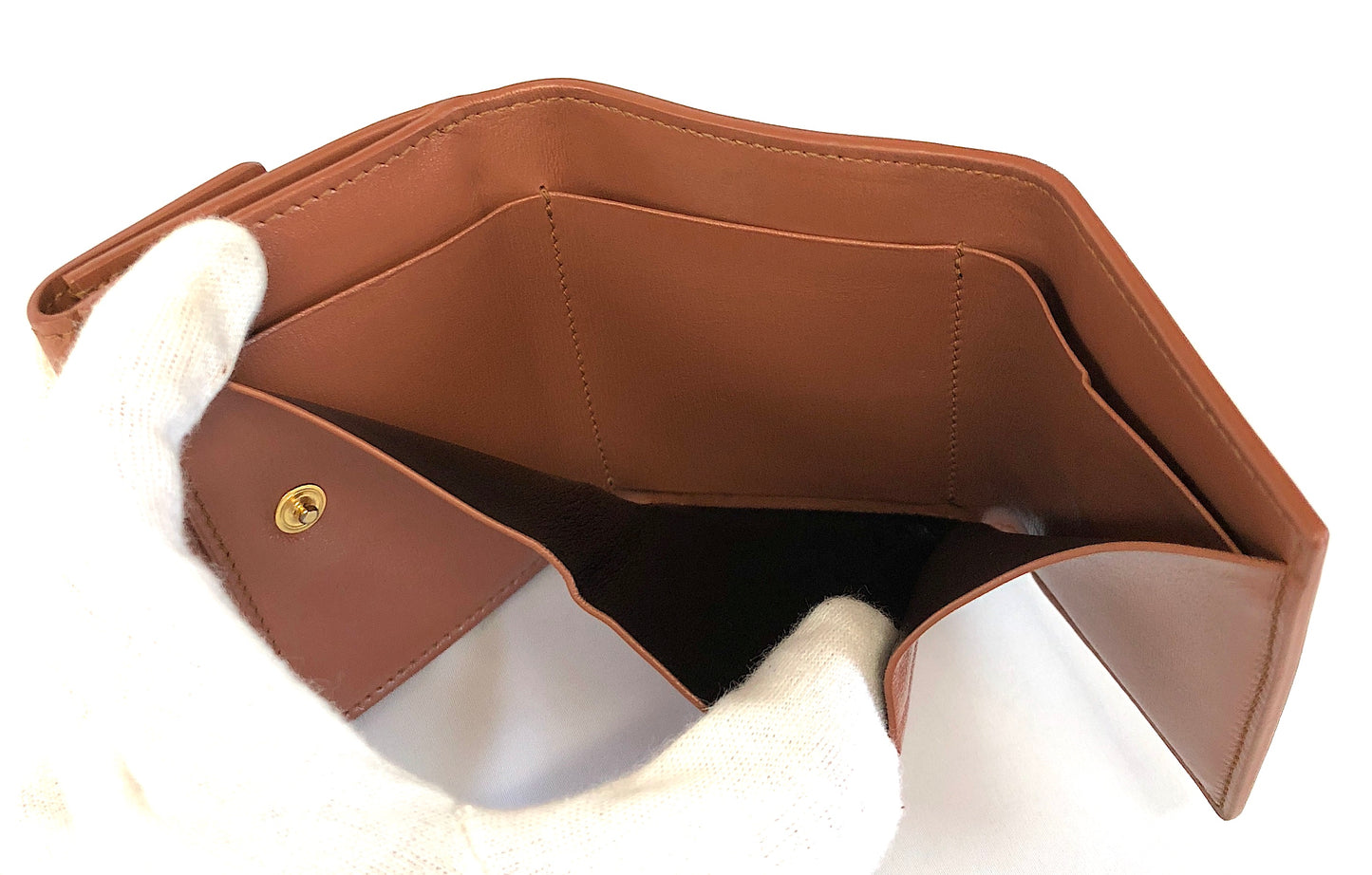 JIL SANDER Brown Folding Wallet Authentic AA250