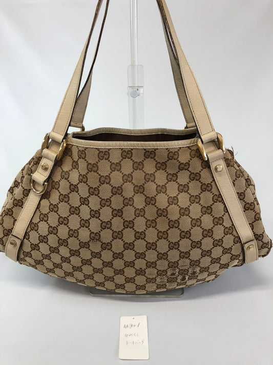 GUCCI GG Tote Bag Beige Authentic AA301