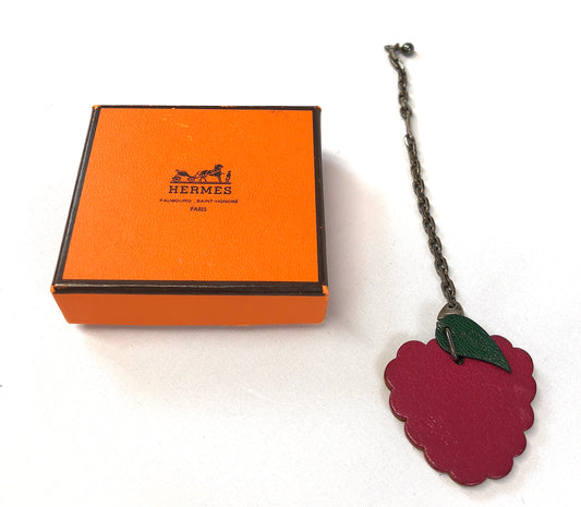 HERMES Key chain Fruit Motif Leather Bag Charm Authentic AA248