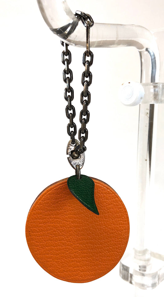 HERMES Mandarin Key Ring Orange Authentic AA257
