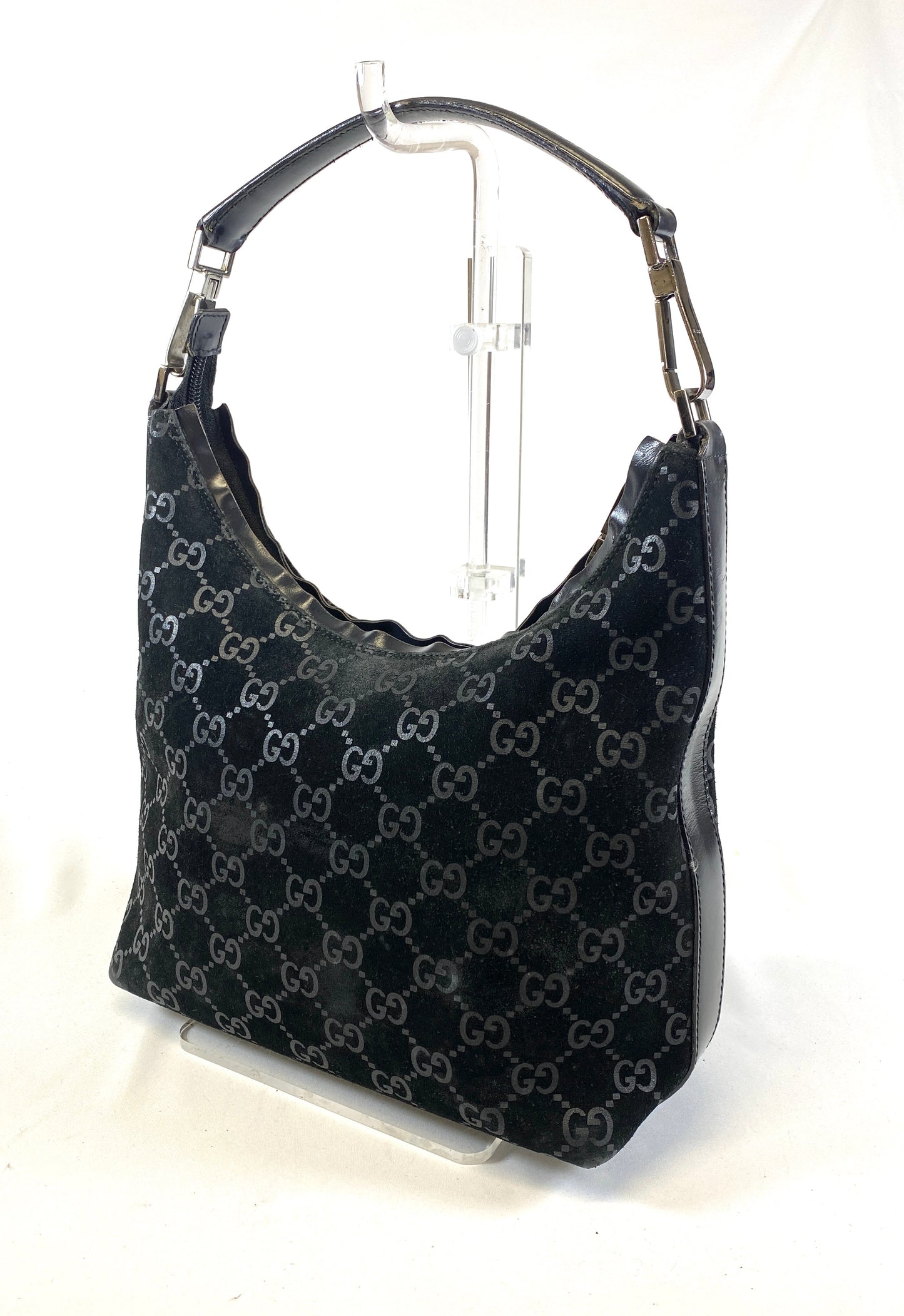 GUCCI One-shoulder Bag GG Pattern Suede Authentic AA556