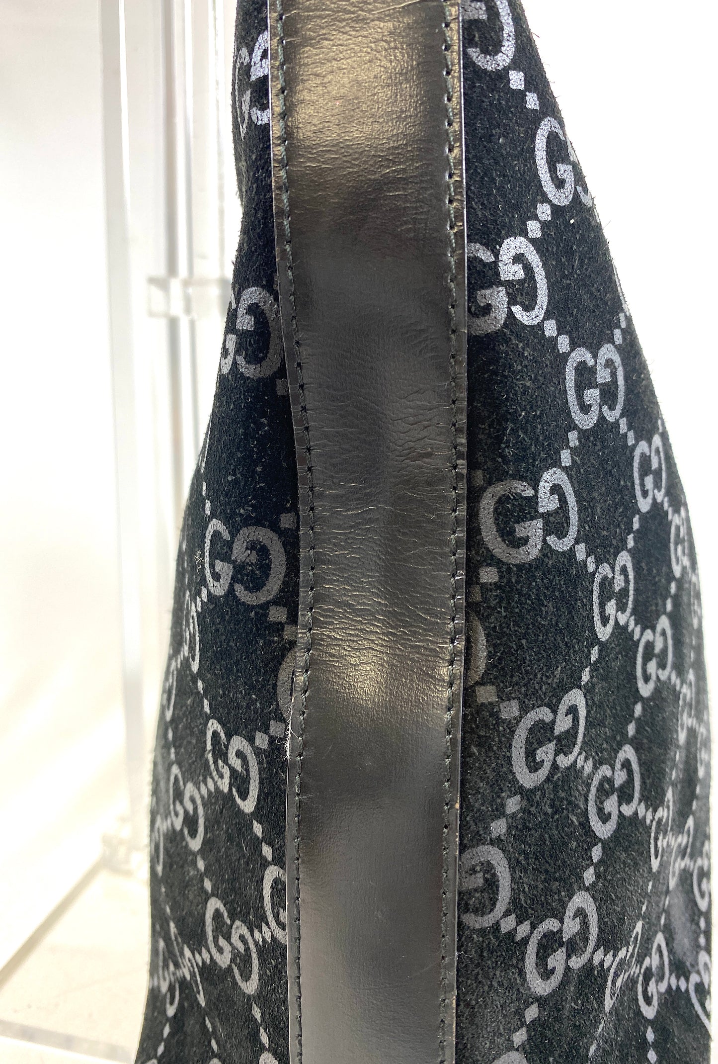 GUCCI One-shoulder Bag GG Pattern Suede Authentic AA556