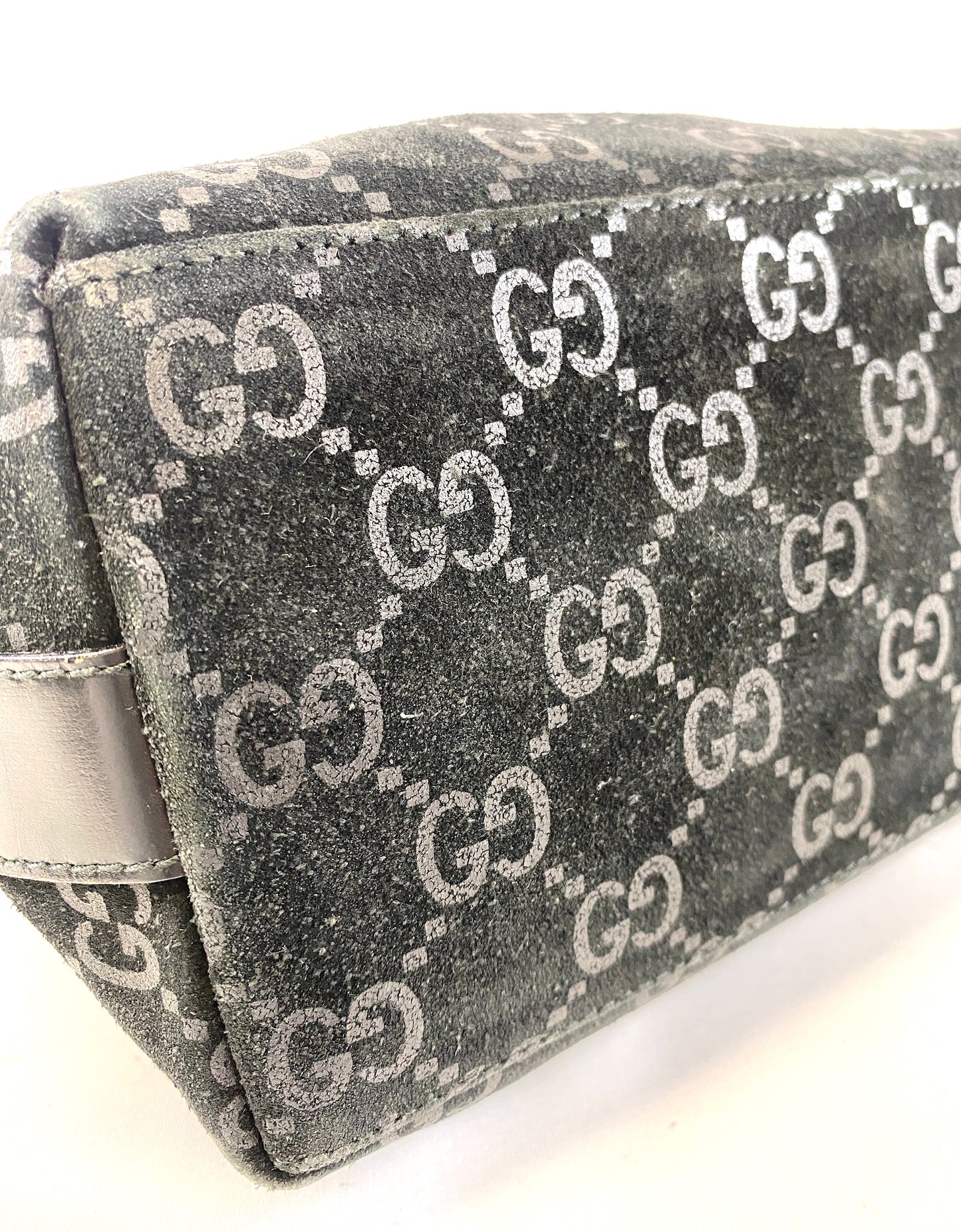 GUCCI One-shoulder Bag GG Pattern Suede Authentic AA556