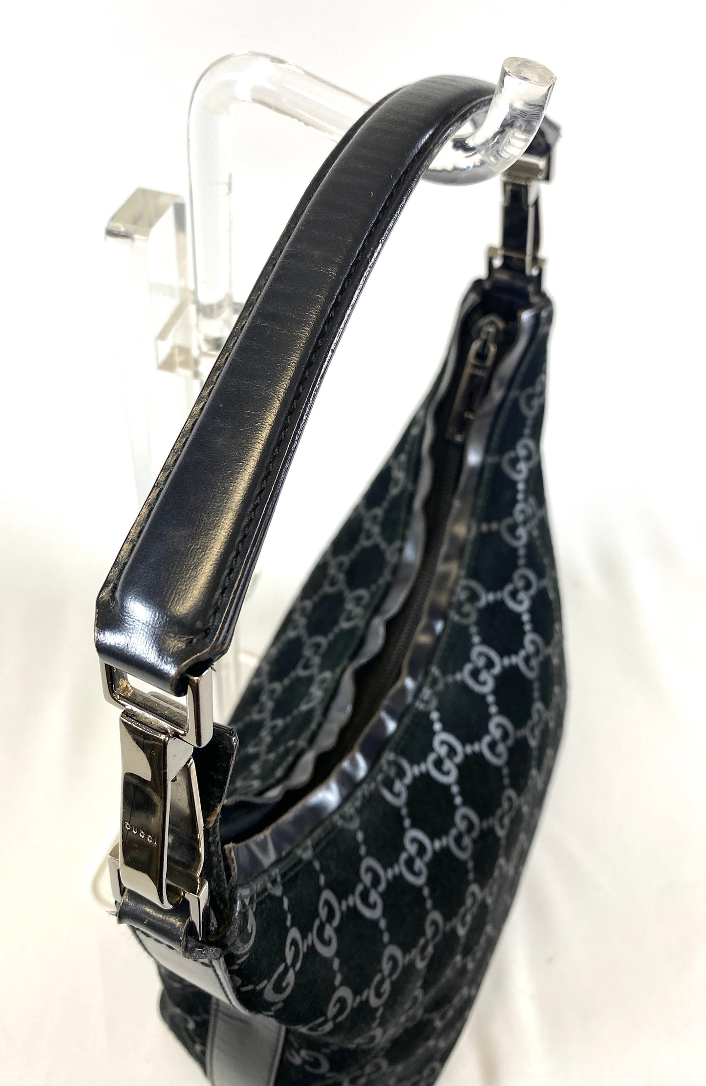 GUCCI One-shoulder Bag GG Pattern Suede Authentic AA556
