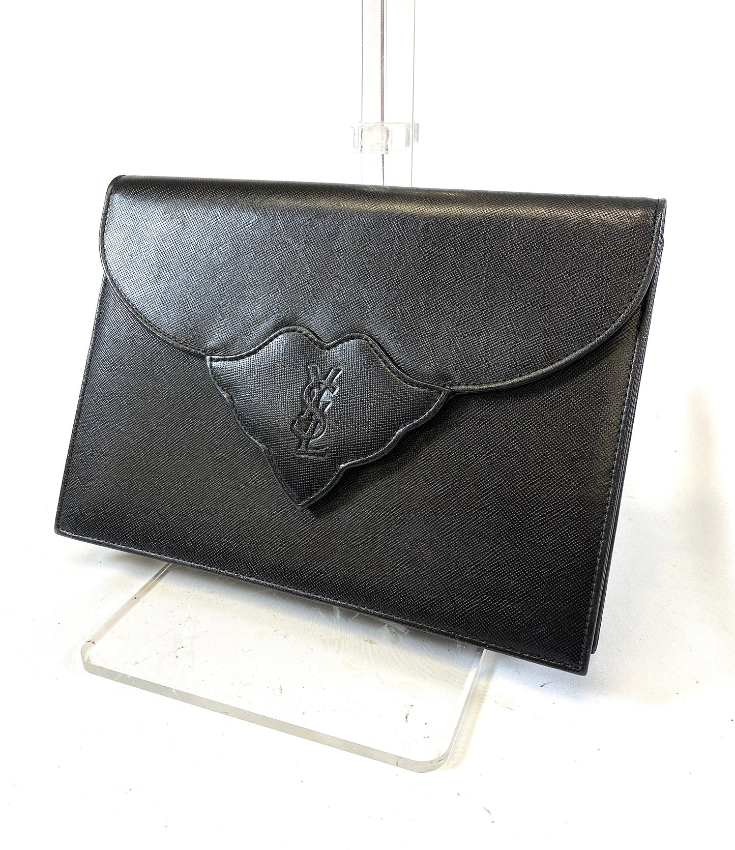 Yves Saint Laurent Clutch Bag Leather Authentic AA553