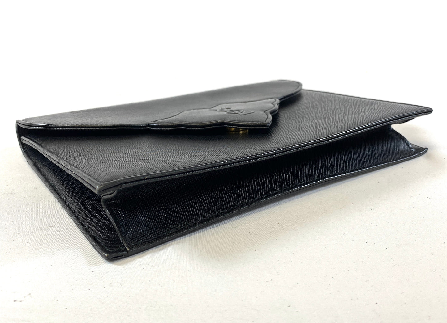 Yves Saint Laurent Clutch Bag Leather Authentic AA553
