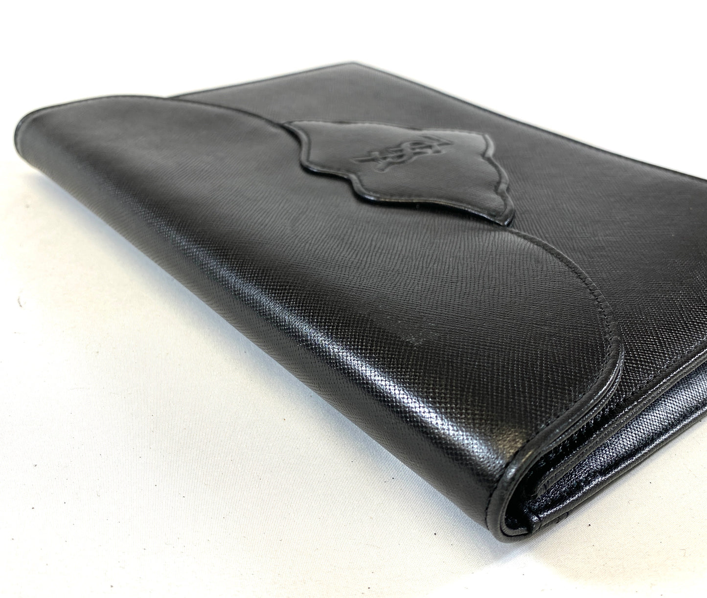 Yves Saint Laurent Clutch Bag Leather Authentic AA553