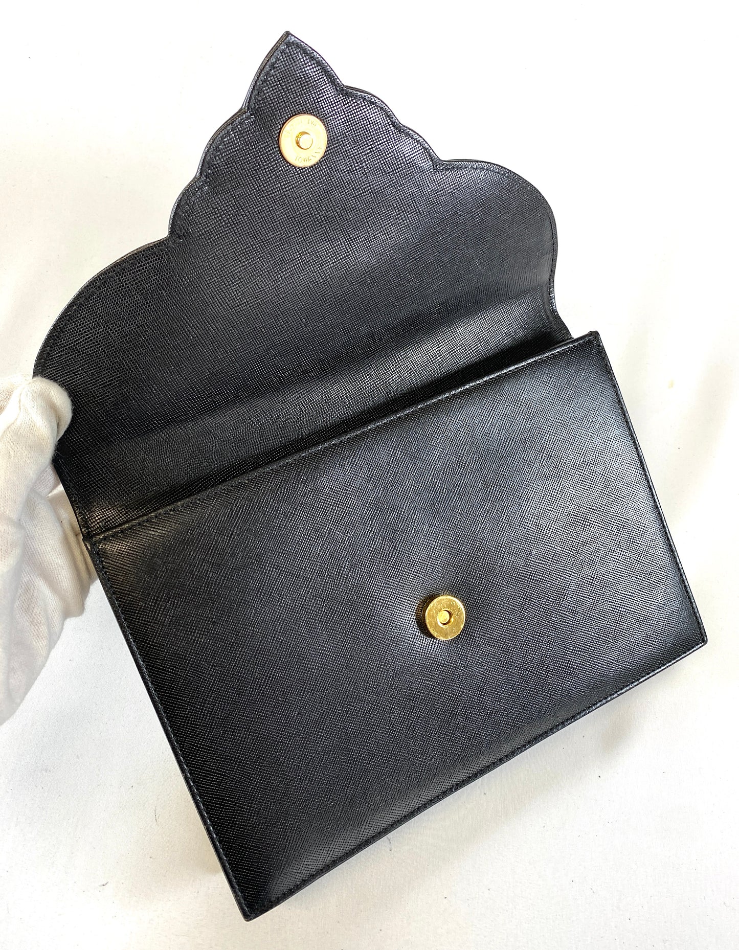 Yves Saint Laurent Clutch Bag Leather Authentic AA553