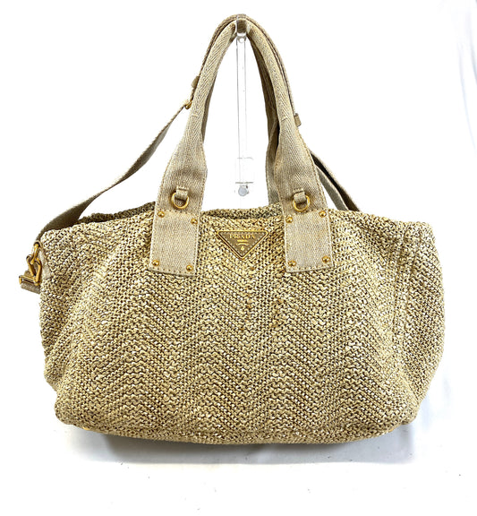 PRADA Straw Tote Bag Authentic AA575