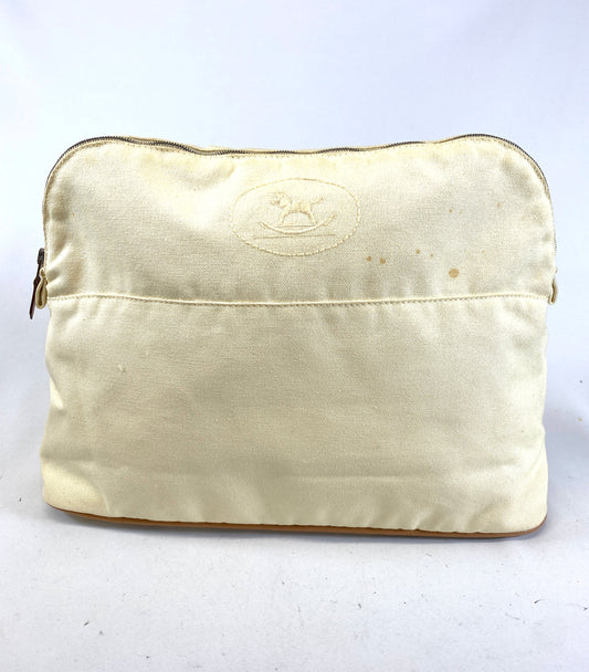 HERMES Bolide Pouch Canvas Ivory Authentic AA581