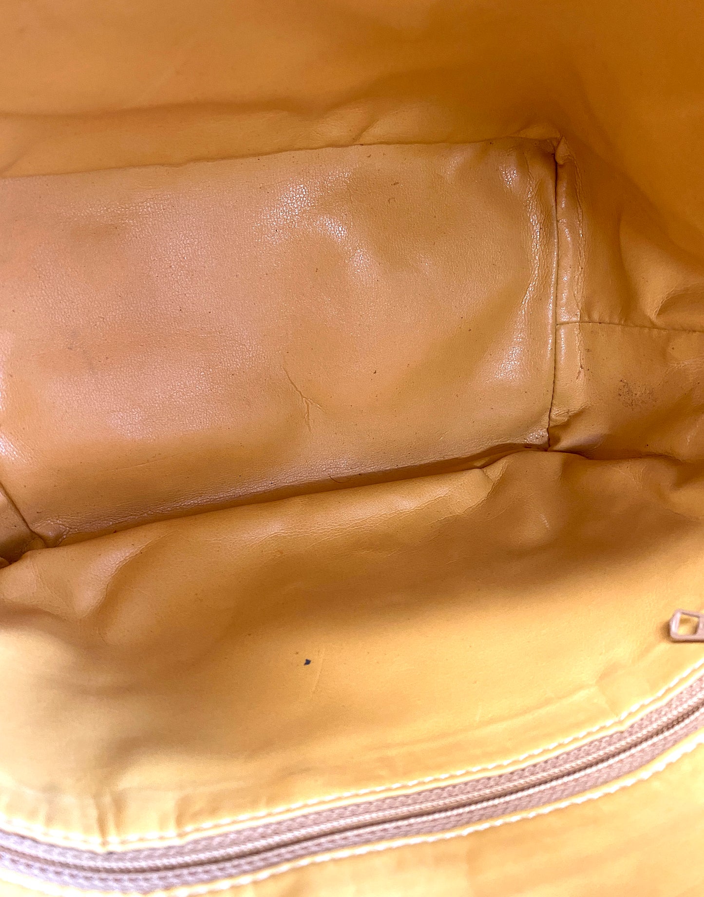 CELINE Shoulder Bag Drawstring Macadam Pattern Camel Authentic AA586
