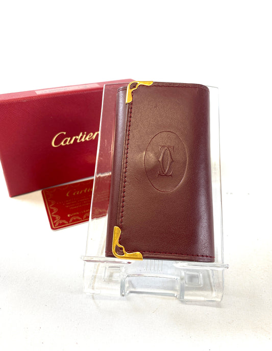Cartier Mastline Key Case Bordeaux Authentic AA608