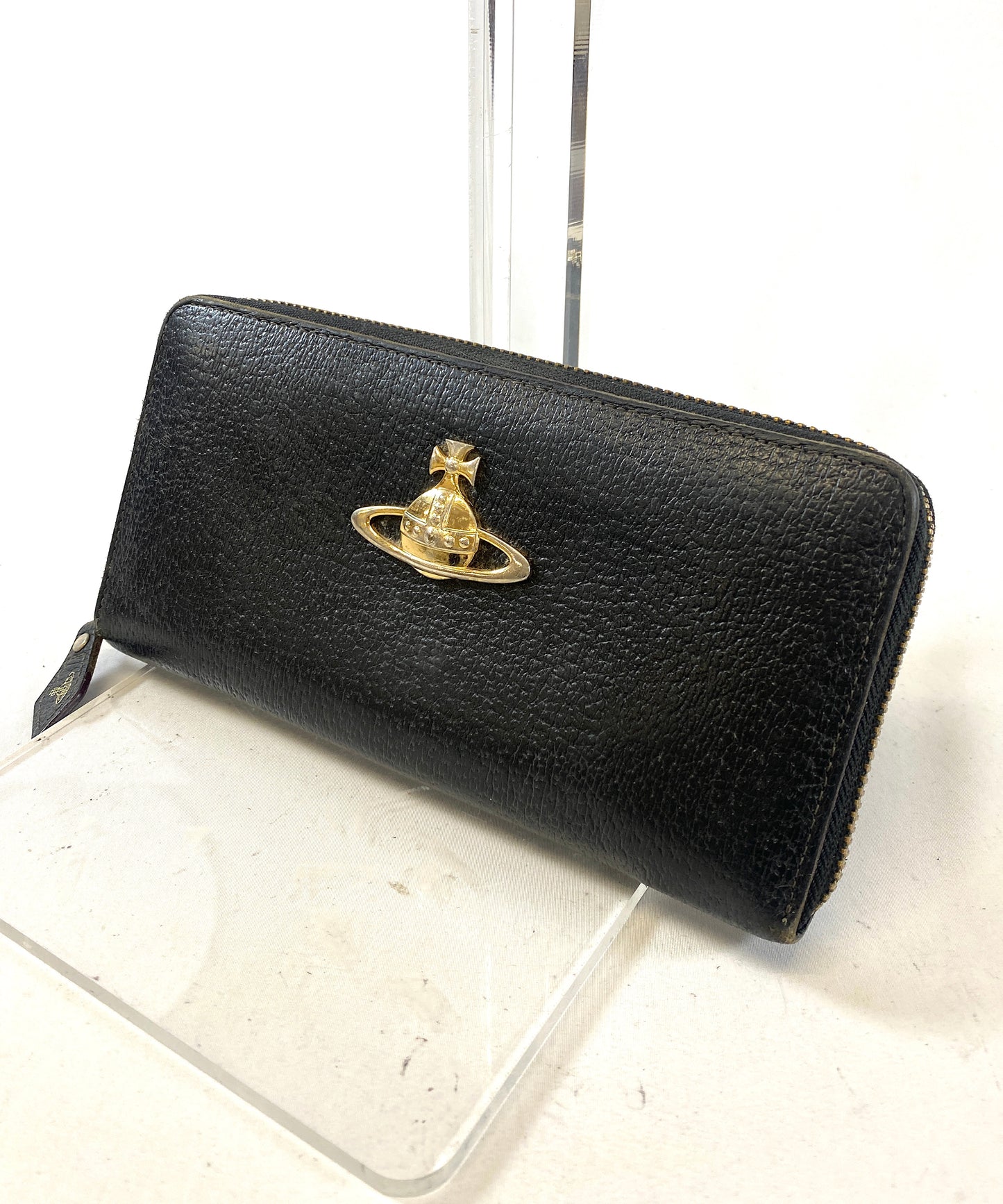 Vivienne Westwood Long Wallet Leather Round Zipper Authentic AA612