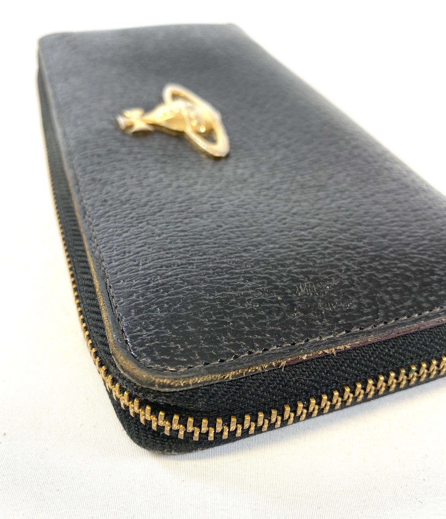 Vivienne Westwood Long Wallet Leather Round Zipper Authentic AA612