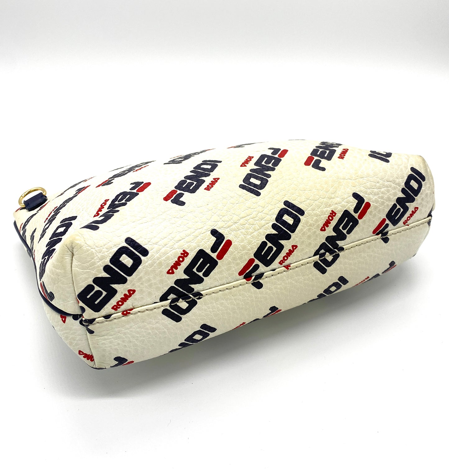FENDI Clutch Bag Fendi x Fila Collaboration White Leather Authentic AA638