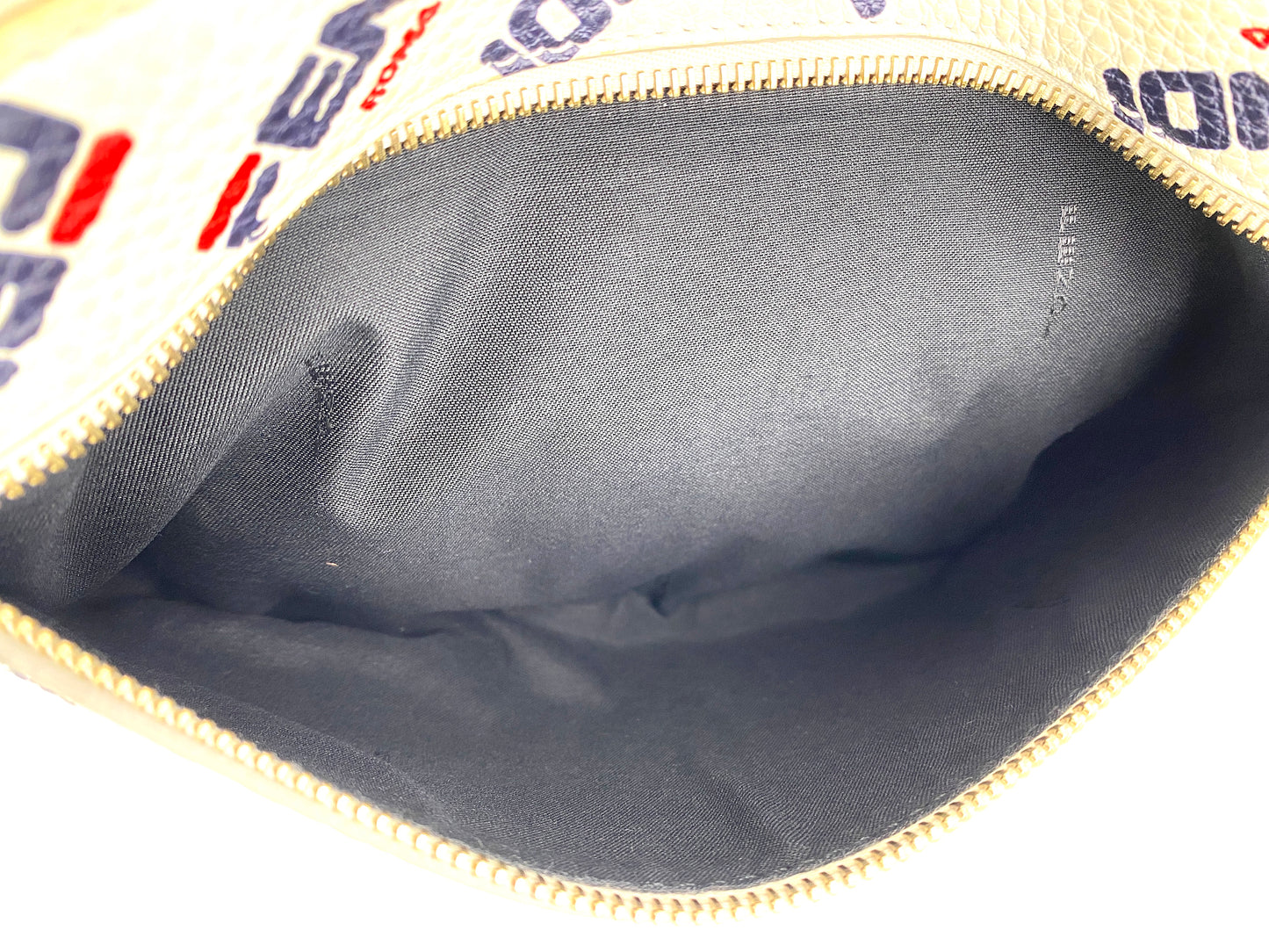 FENDI Clutch Bag Fendi x Fila Collaboration White Leather Authentic AA638