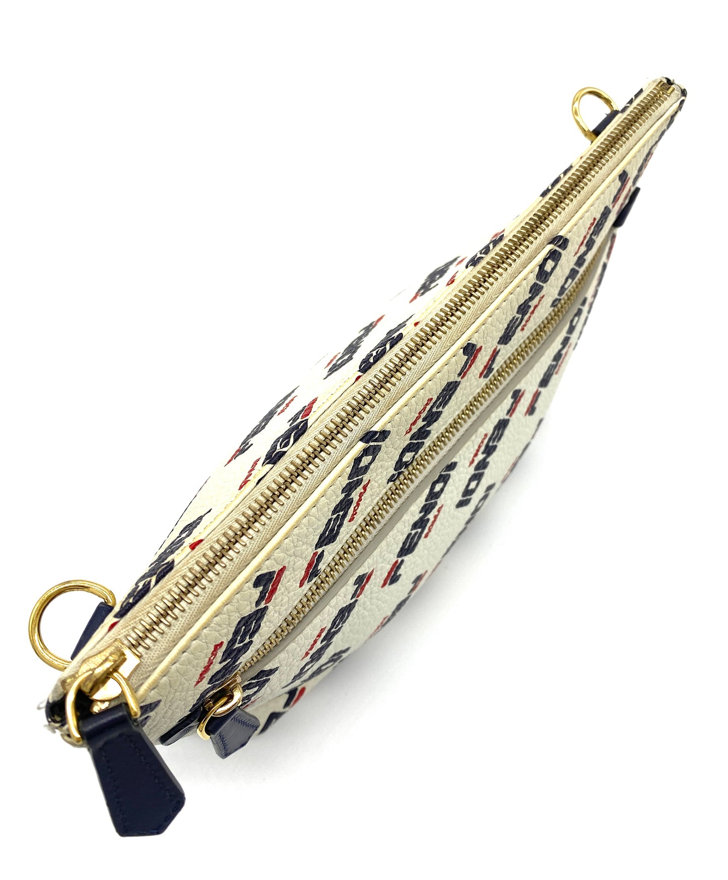FENDI Clutch Bag Fendi x Fila Collaboration White Leather Authentic AA638