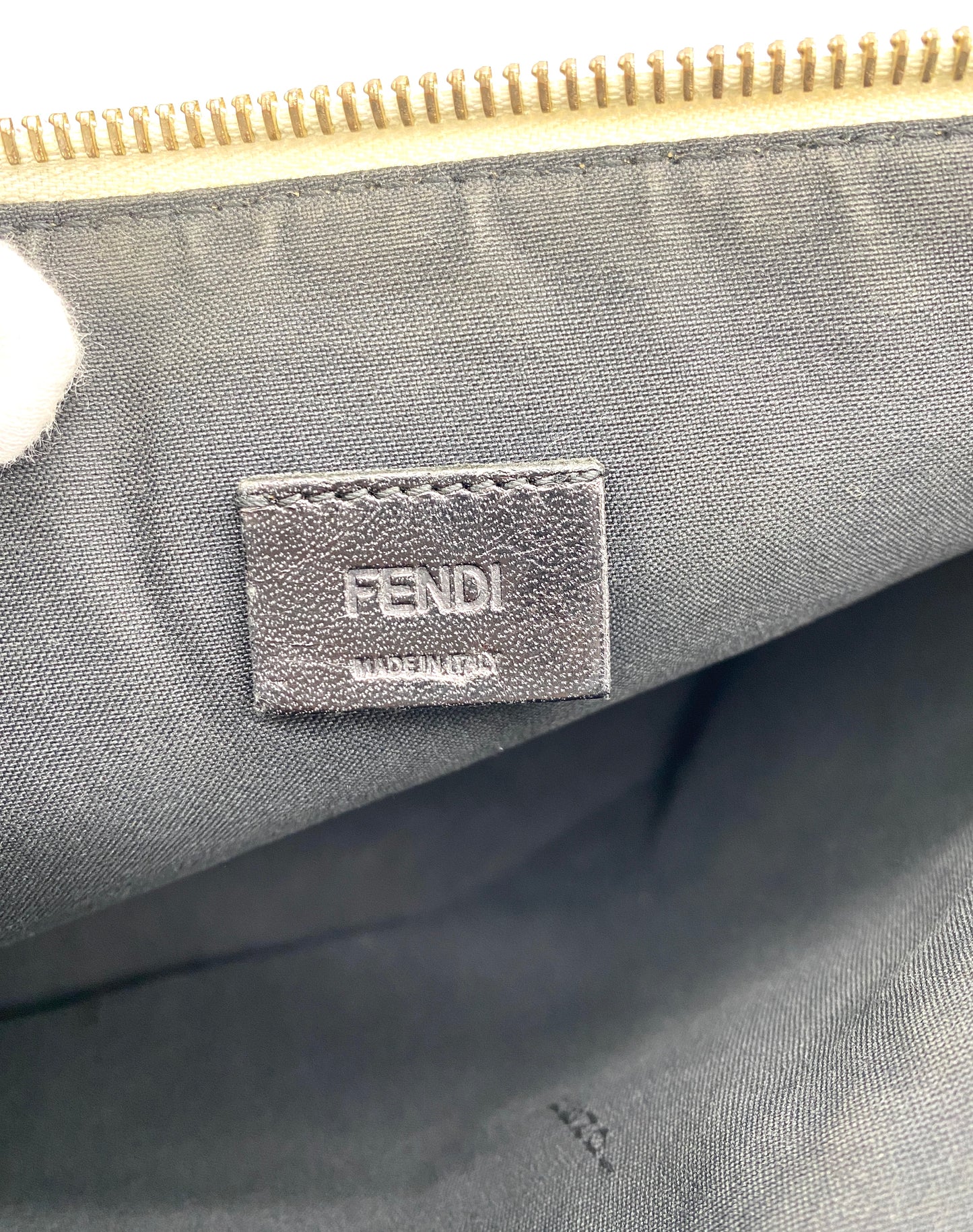 FENDI Clutch Bag Fendi x Fila Collaboration White Leather Authentic AA638