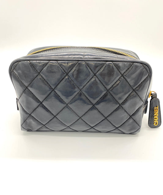 CHANEL Matelasse Pouch Black Authentic AA645