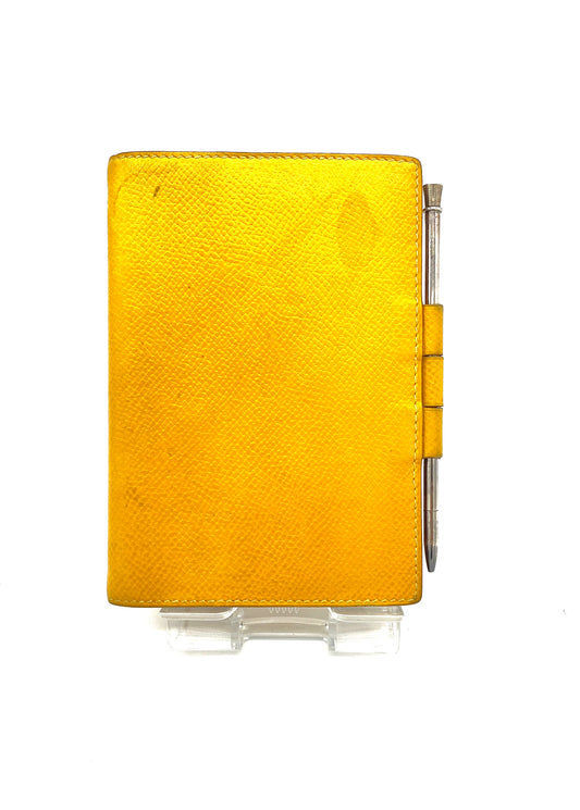 HERMES Agenda Notebook Cover Yellow Pencil Authentic AA651