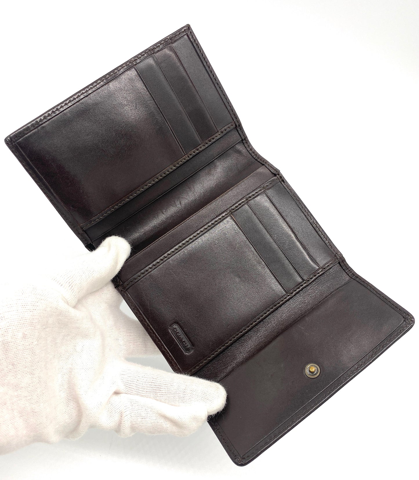 COACH Purse Tri-fold Wallet Brown Authentic AA671