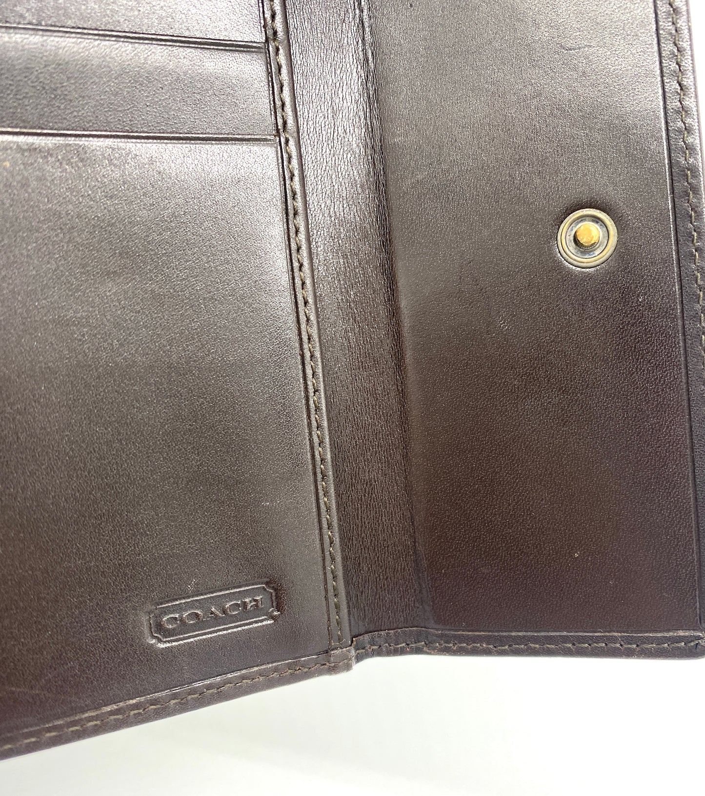 COACH Purse Tri-fold Wallet Brown Authentic AA671