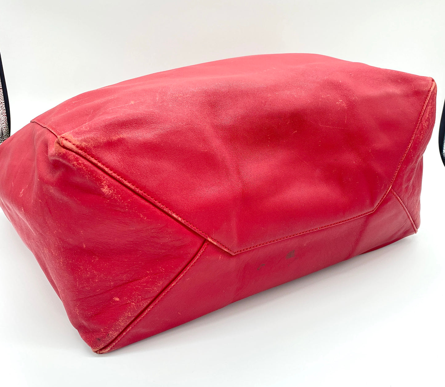 CELINE Horizontal Cabas Leather Tote Bag Red Authentic AA694