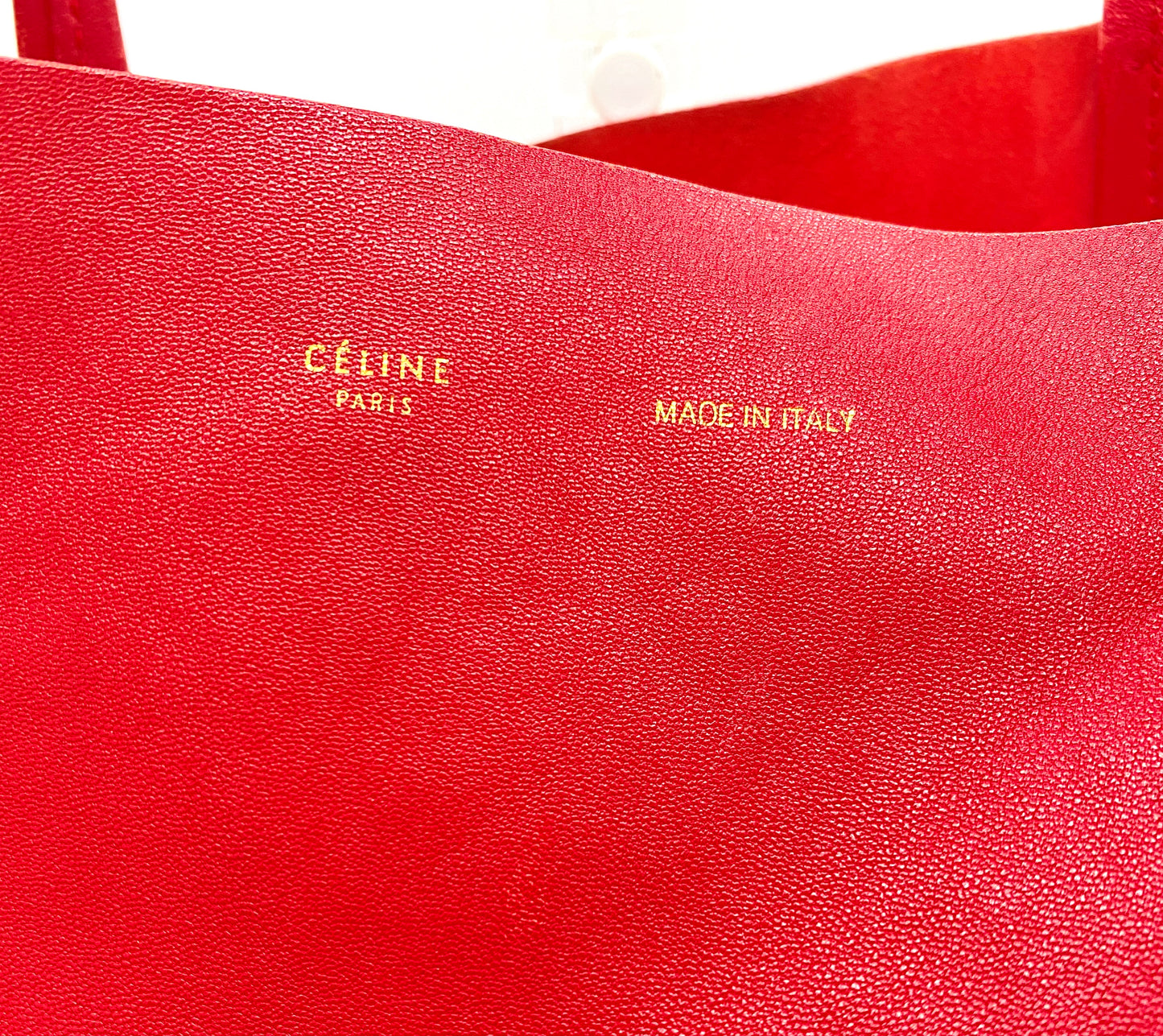 CELINE Horizontal Cabas Leather Tote Bag Red Authentic AA694