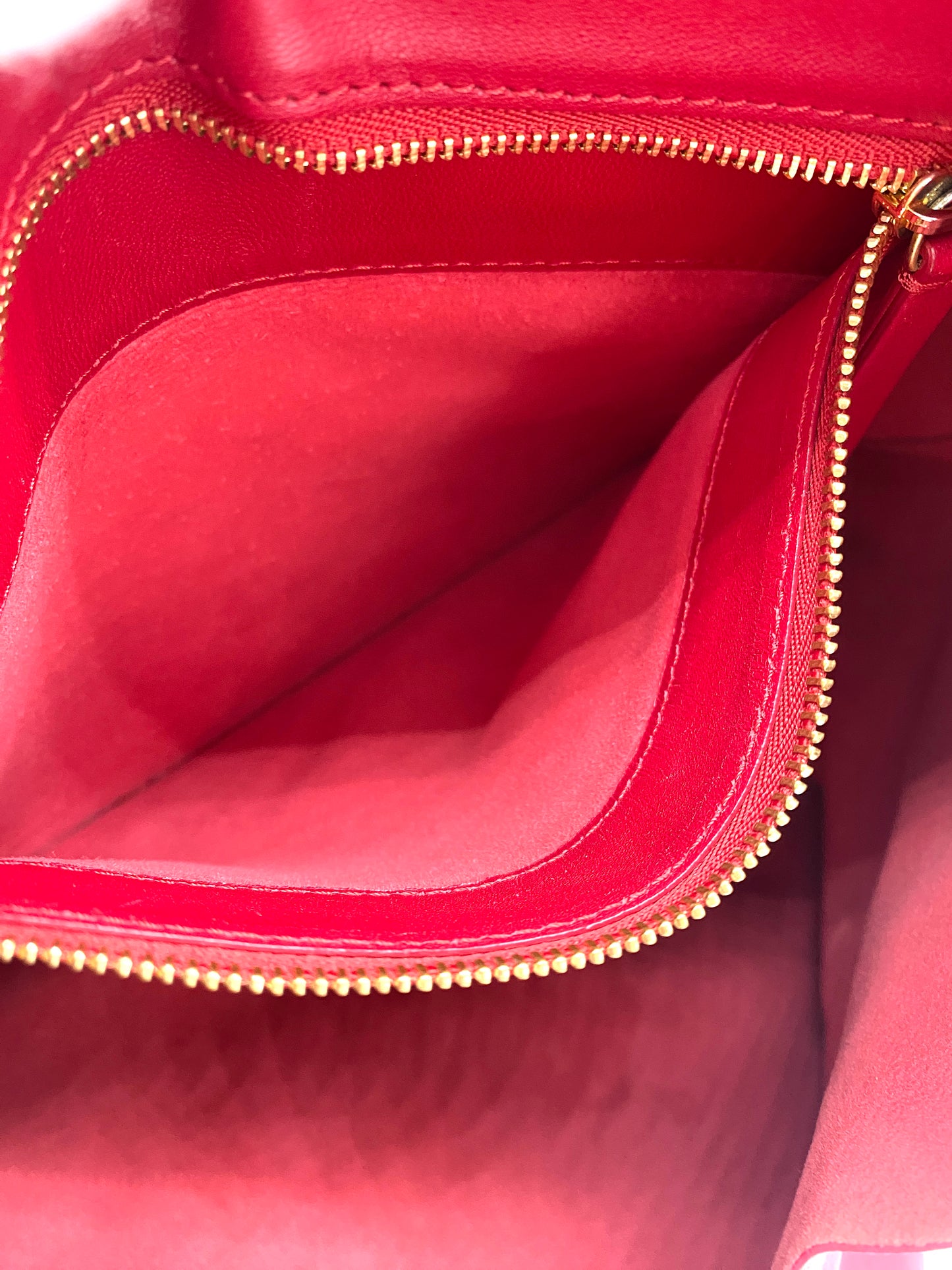 CELINE Horizontal Cabas Leather Tote Bag Red Authentic AA694