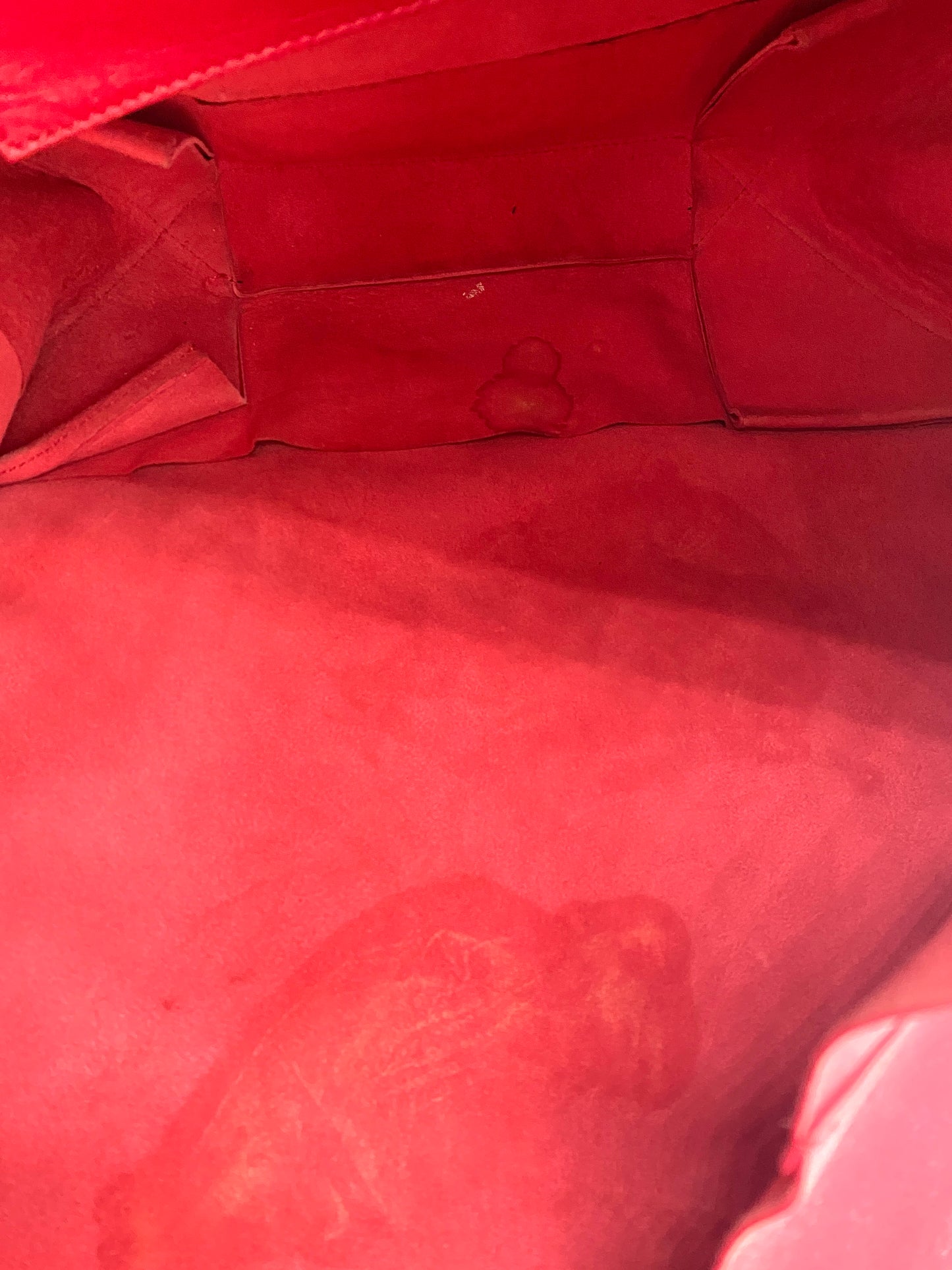 CELINE Horizontal Cabas Leather Tote Bag Red Authentic AA694