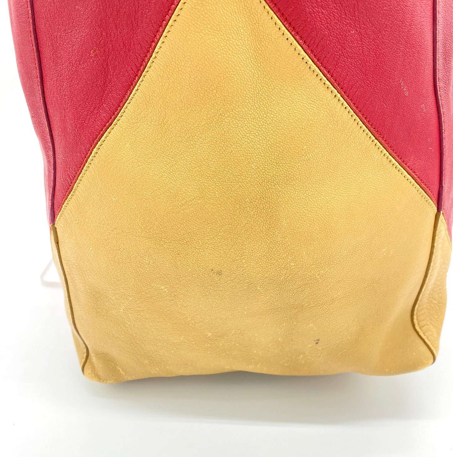 CELINE Horizontal Cabas Bicolor Red and Beige Leather Tote Bag Authentic AA692