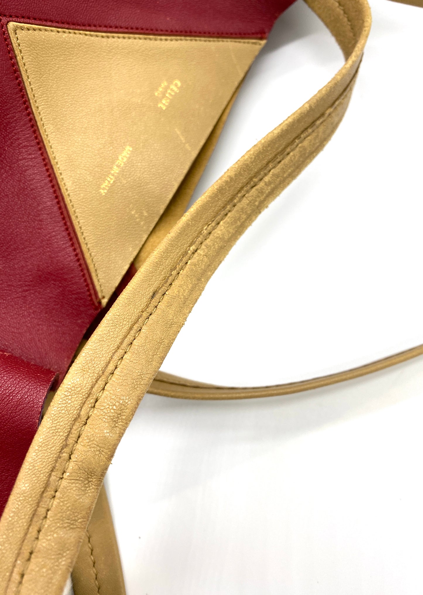 CELINE Horizontal Cabas Bicolor Red and Beige Leather Tote Bag Authentic AA692