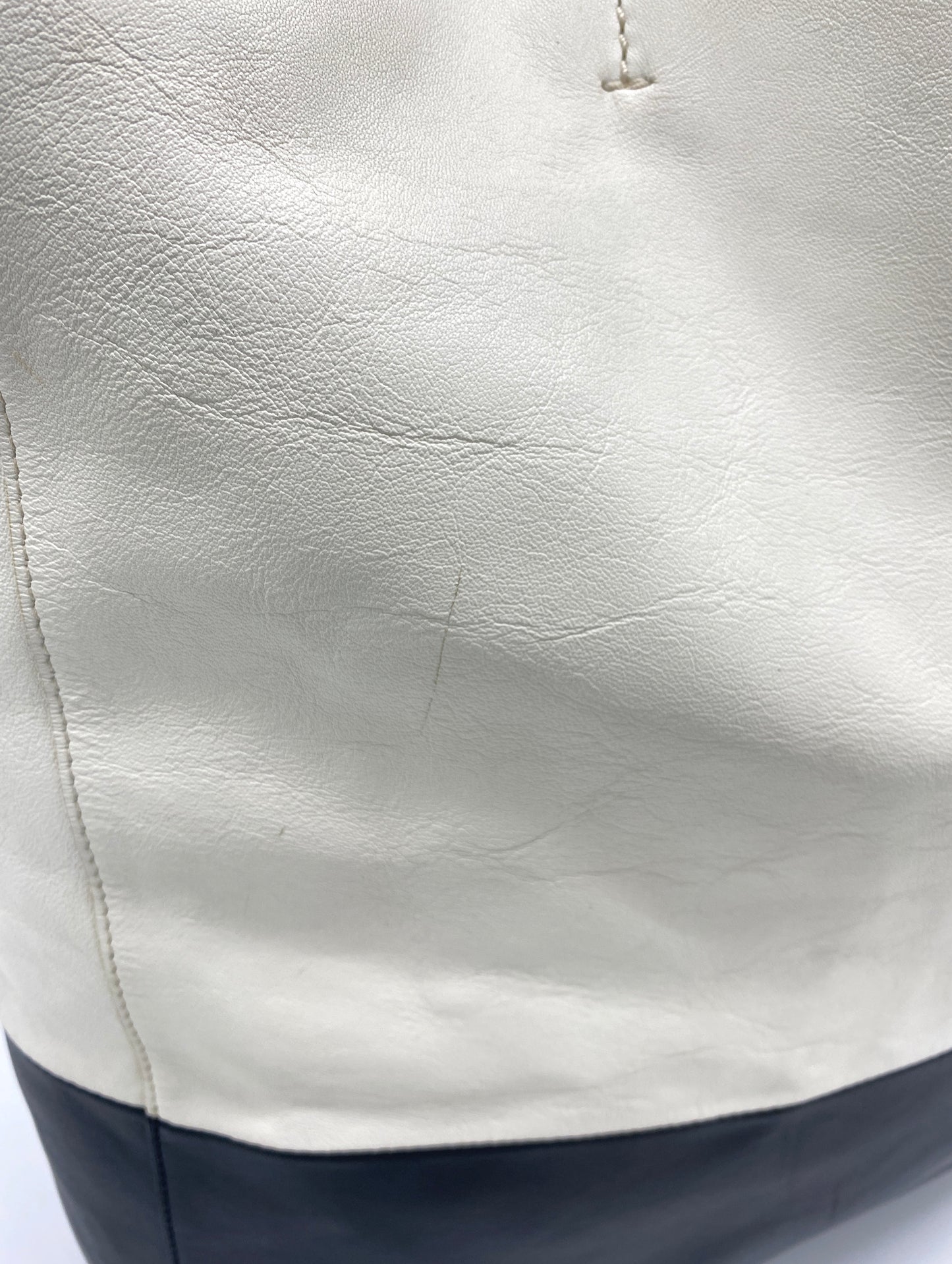 CELINE Horizontal Cabas Leather Tote Bag Gray Beige Authentic AA698