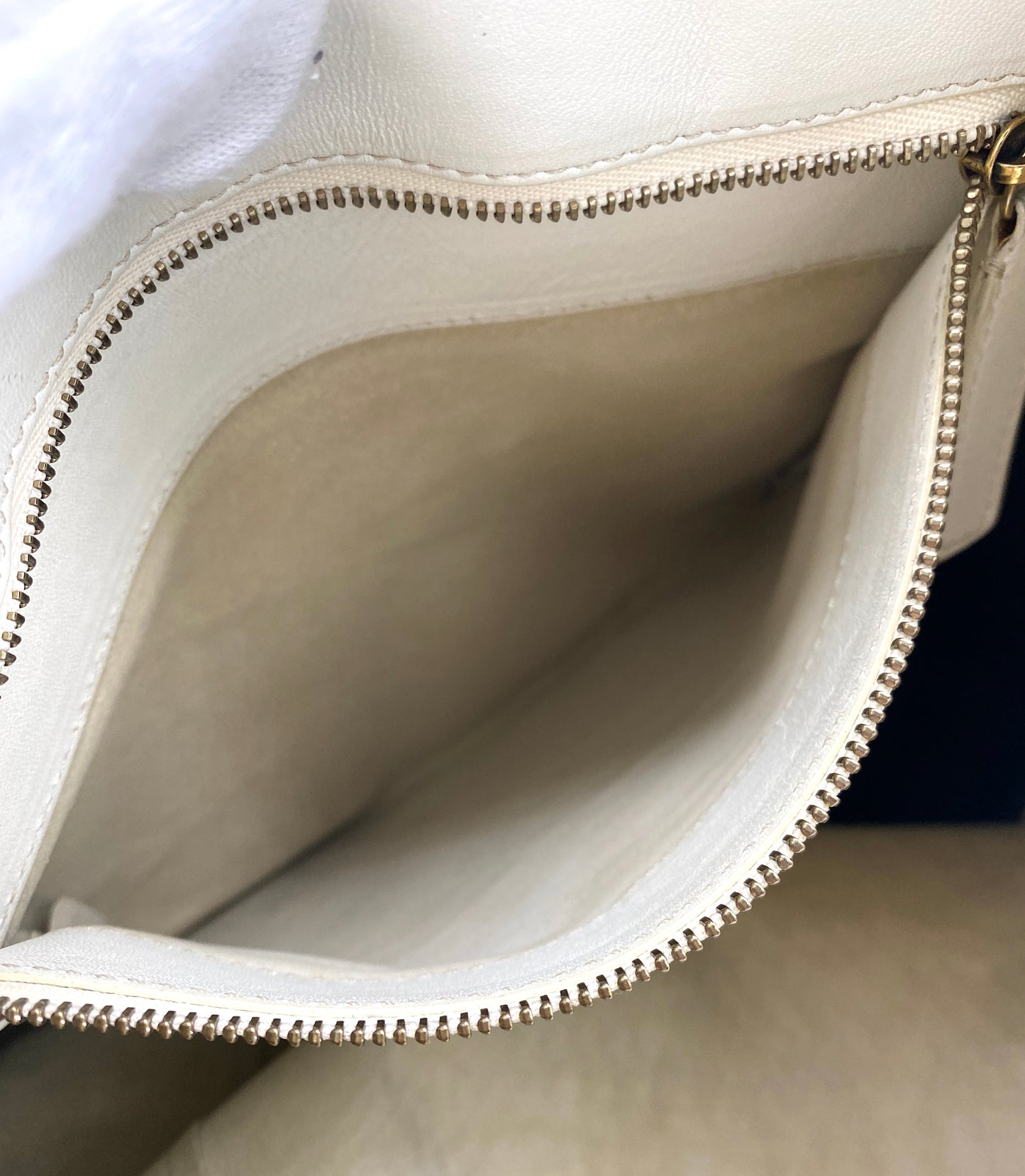 CELINE Horizontal Cabas Leather Tote Bag Gray Beige Authentic AA698