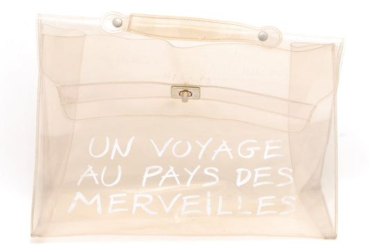 HERMES Vinyl Kelly hand bag clear Authentic A920